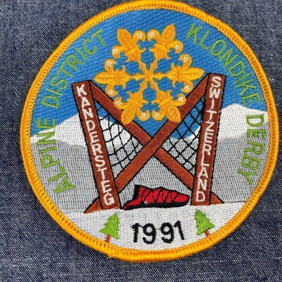 Vintage Boy Scout Patch 1991 Kandersteg Switzerland Klondike Derby Alpine Dist. - Picture 1 of 4